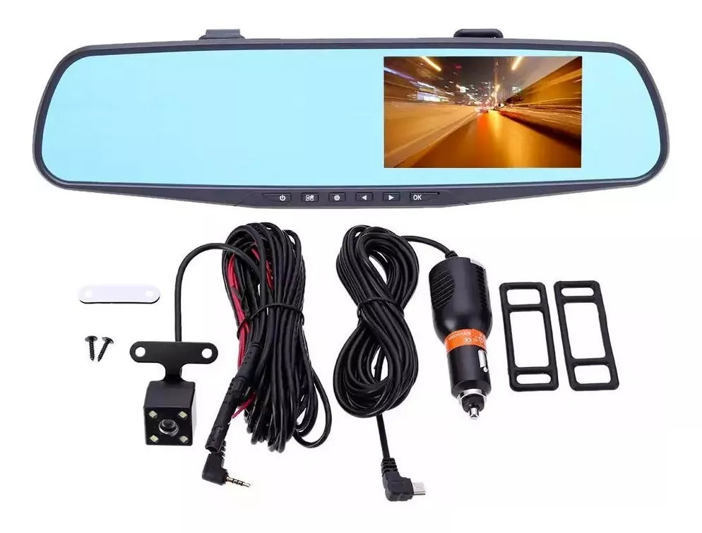 Cámara Dual Carro Espejo Retrovisor Dvr